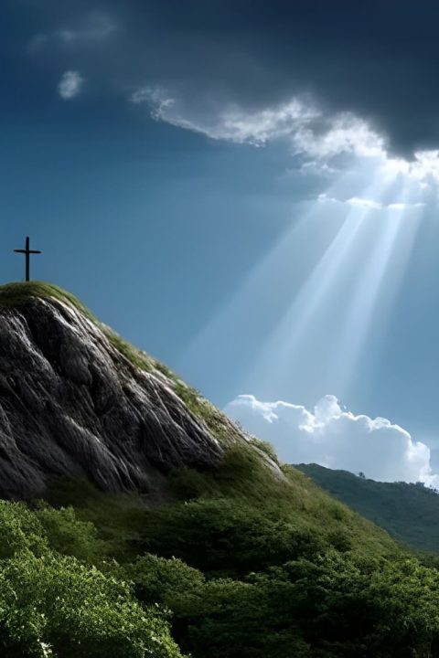 serene cross on mountain peak lush green landscape nature background inspirational copyspace free photo 1 2.jpg